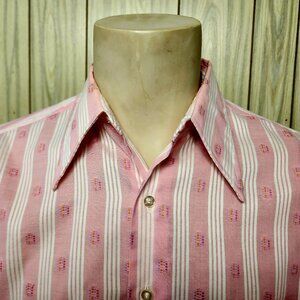 vintage men's dress shirt 16.5 pink stripe French cuff